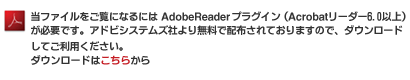 ���g�p�̃R���s���[�^�[��Adobe Reader�v���O�C�����C���X�g�[������Ă��Ȃ��ꍇ��Adobe �Ђ��_�E�����[�h���Ă��������B�_�E�����[�h�͂����炩��